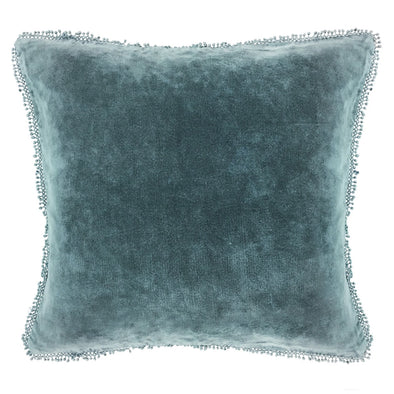 Indigo Velvet Pillow with PomPom