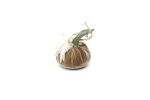 3" Velvet Pumpkin with Feathers - New Color Options!