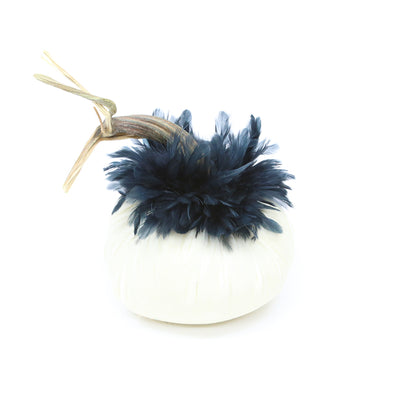 Ivory Velvet Pumpkin with Black Schlappen Feathers