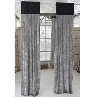 Grey Jute & Platinum Velvet Curtain