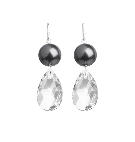 Pearl and Crystal Drop Earrings