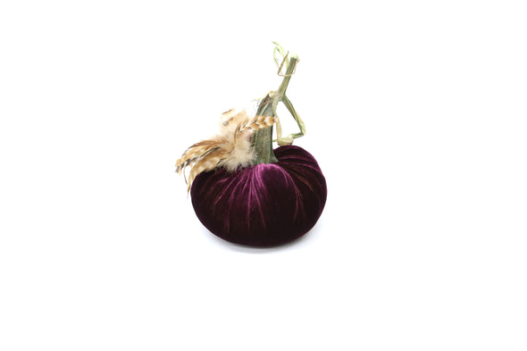 5" Velvet Pumpkin with Feathers - New Color Options!