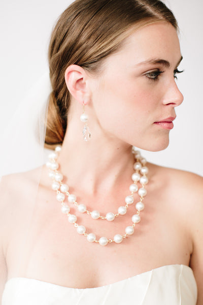 Buy White Swarovski Pearl And Necklace by Anaash Online at Aza Fashions.