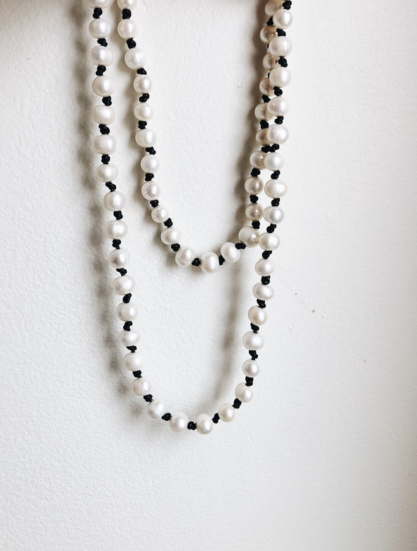 Pearl Necklace on Leather