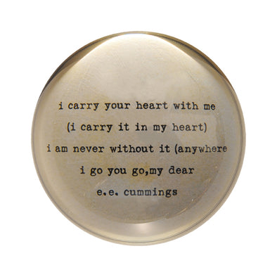 Set of 2 "I carry your heart" Paperweights