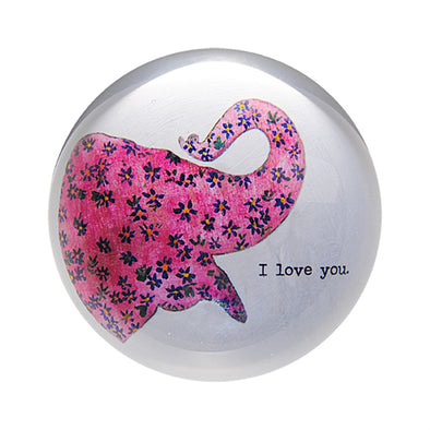 Set of 2 "i love you - Elephant" Paperweights